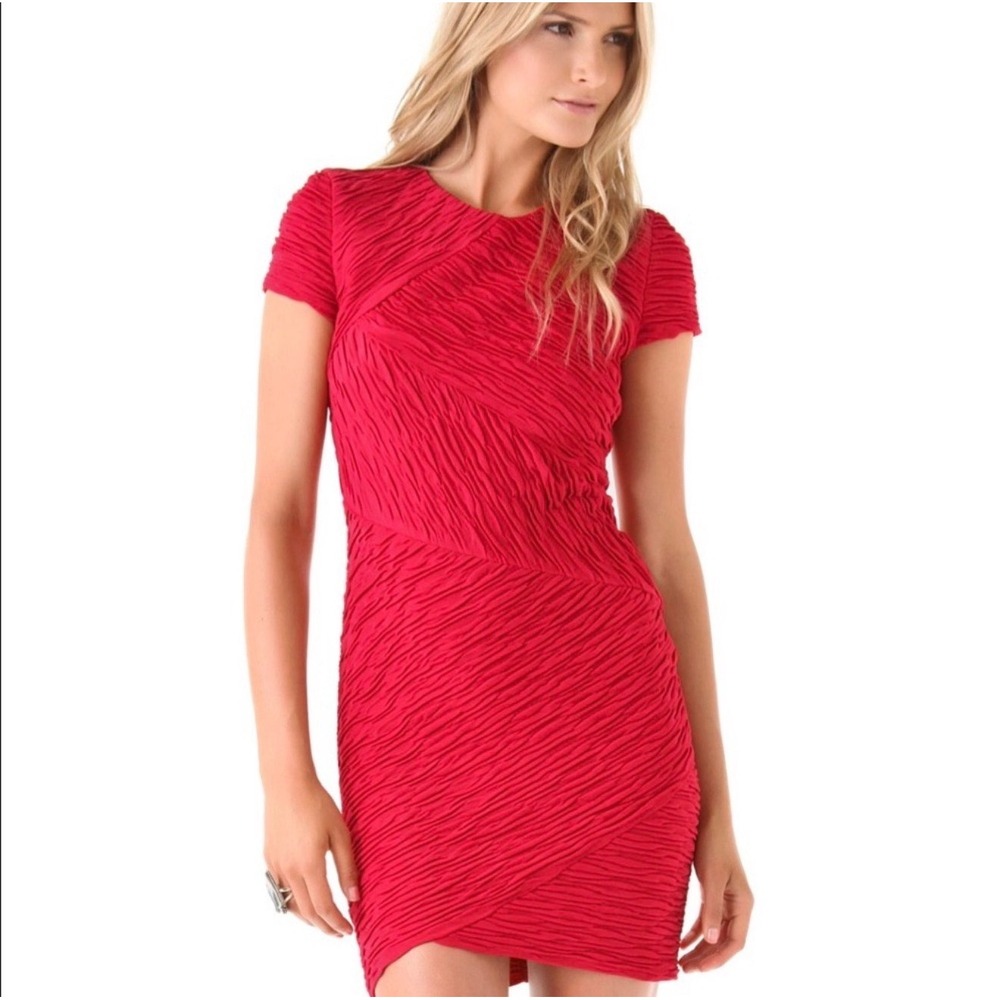 Torn by Ronny Kobo Ruched Bodycon Dress | Size M | Made in New York‎ | Red